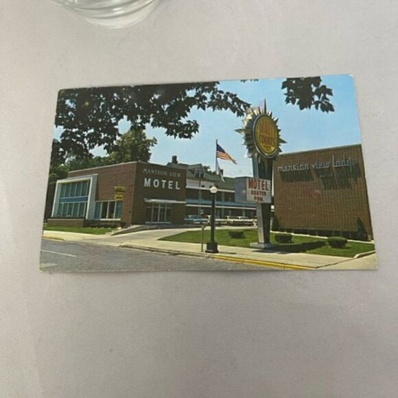 Mansion View Lodge Springfield IL Glass and Postcard Excellent new condition for - Picture 3 of 4